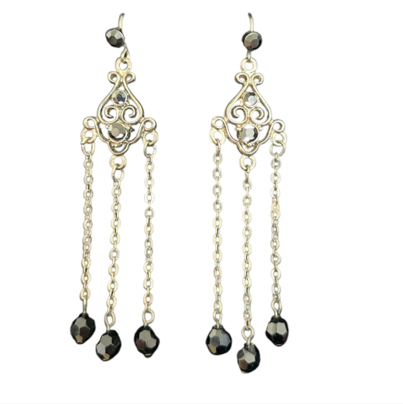 Charming Charlie Black and Gold Chandelier Earrings - Picture 1 of 3